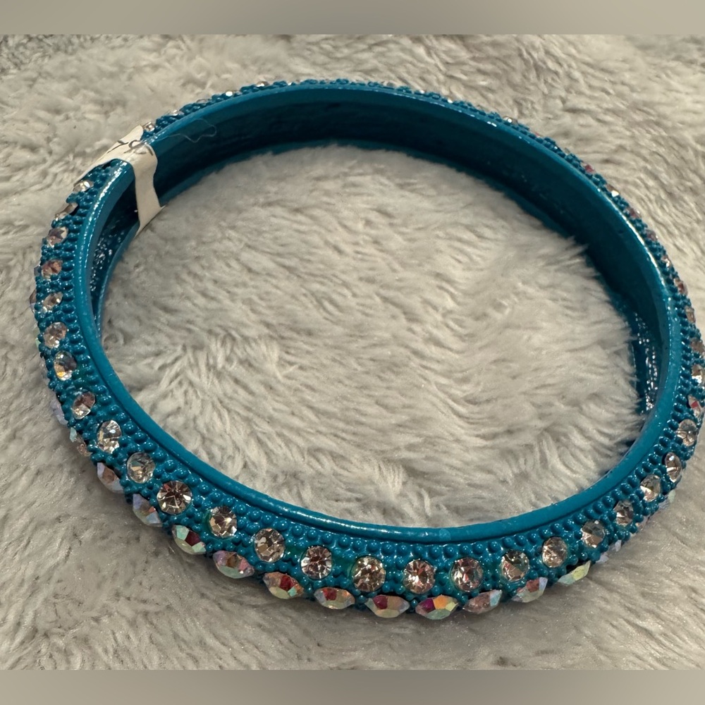 AB rhinestone blue bangle bracelet